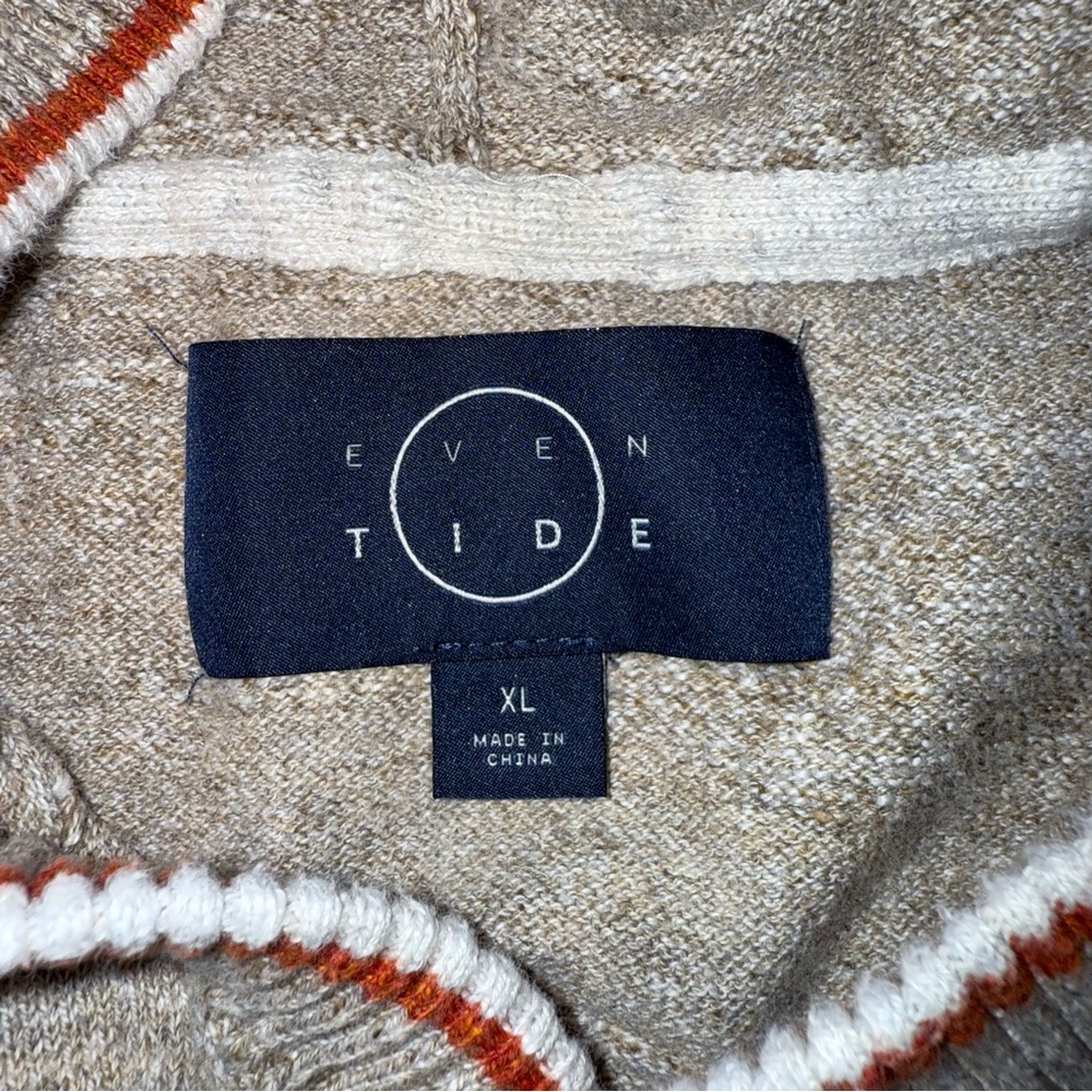 Even Tide Men's Size XL Beige and White Striped Sweater with hoodie - Picture 5 of 9